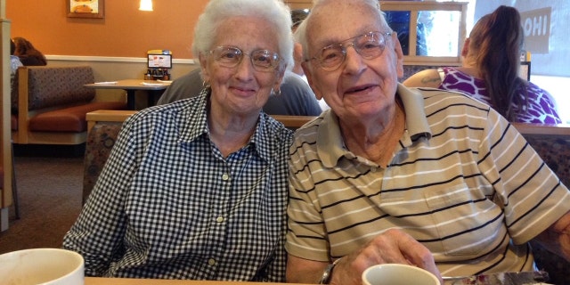 Hilda Durr, 89, and William Durr, 93, sitting together at a restaurant. (Credit: Mary Ann Boniello)