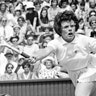 Billie Jean King in action during a semi-final in the women's singles championship at Wimbledon, on July 2, 1964.