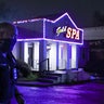City of Atlanta Police Officer Davis works at the scene outside of Gold Spa after deadly shootings at a massage parlor and two day spas in the Atlanta area, in Atlanta, Ga., March 16, 2021. (REUTERS/Chris Aluka Berry)