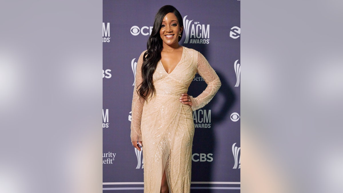 Mickey Guyton co-hosted the 56th Academy of Country Music Awards. (Brent Harrington/CBS ?2021 CBS Broadcasting, Inc. All Rights Reserved)