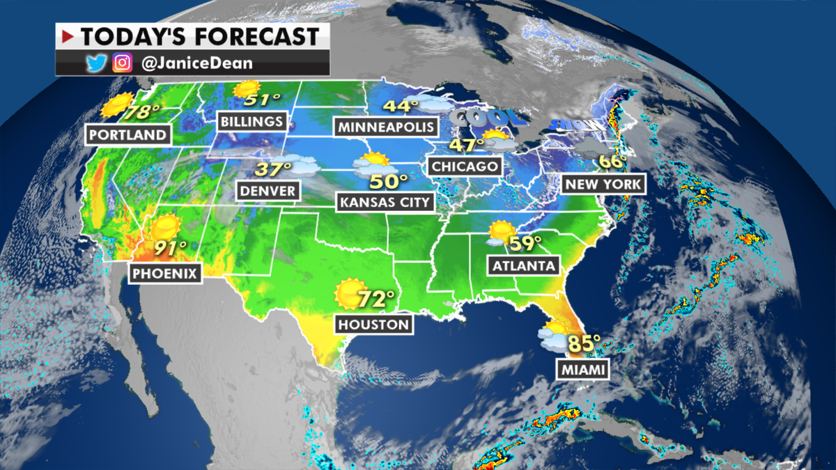 The national forecast for Wednesday, April 21. (Fox News)