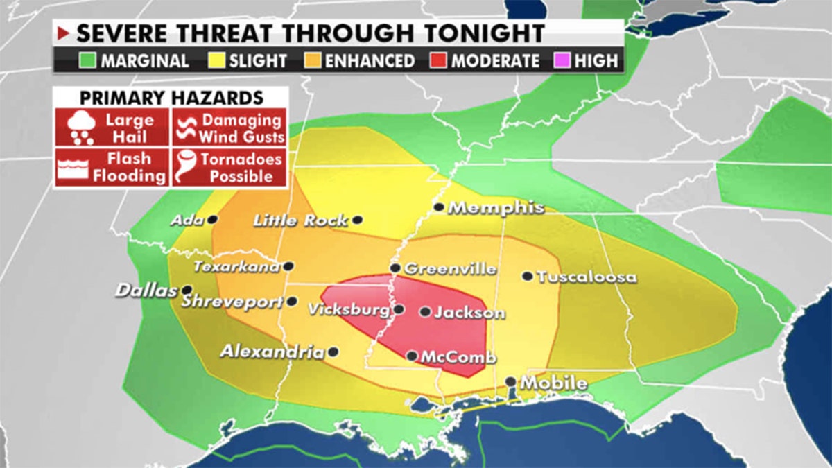 Severe threats through Friday night (Credit: Fox News)