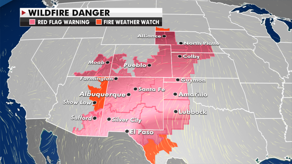 The current risk of wildfires. (Fox News)