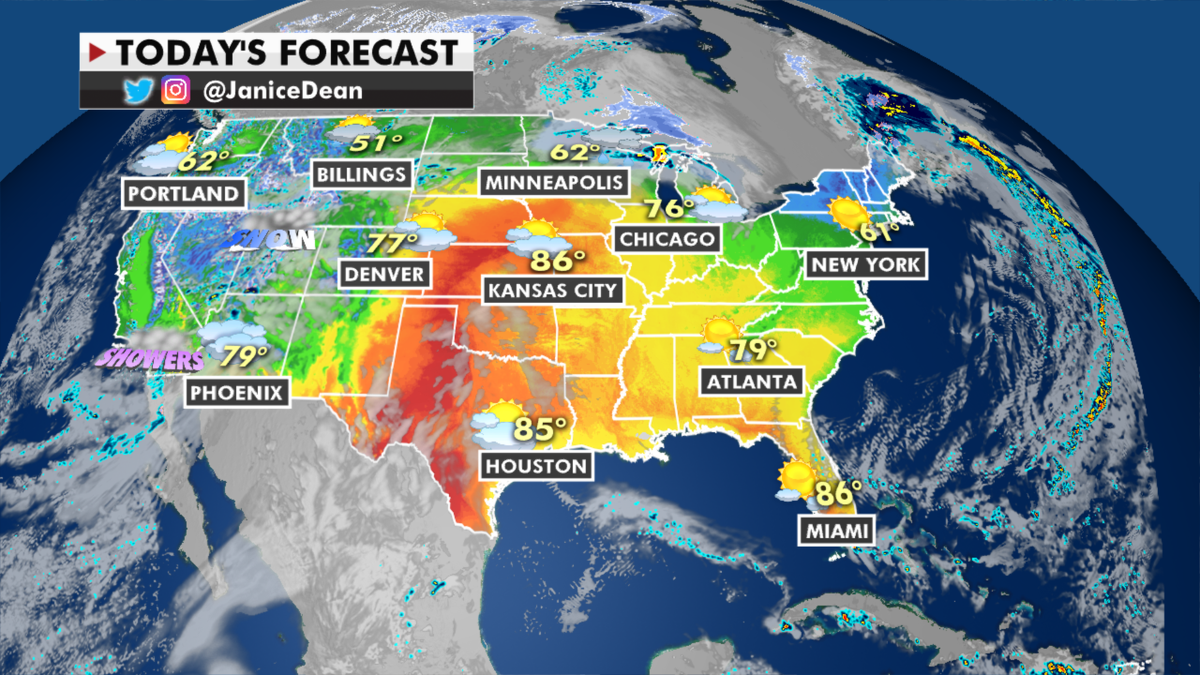 The national weather forecast for Monday, April 26. (Fox News)