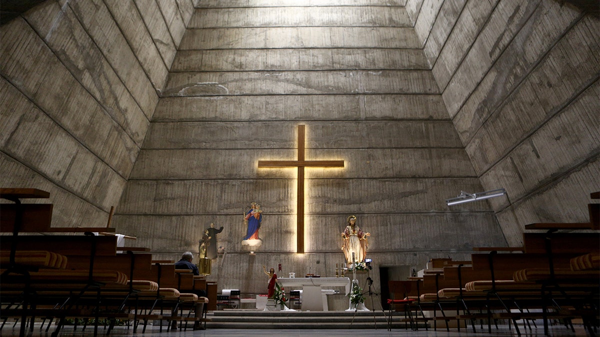 An empty Church of the Holy Heart of Jesus during Easter Sunday Mass on April 12, 2020, in Podgorica, Montenegro. (Filip Filipovic/Getty Images)