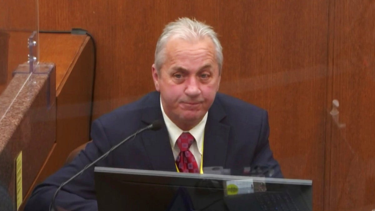 In this image from video, witness Lt. Richard Zimmerman of the Minneapolis Police Department, testifies as Hennepin County Judge Peter Cahill presides Friday, April 2, 2021, in the trial of former Minneapolis police Officer Derek Chauvin at the Hennepin County Courthouse in Minneapolis, Minn. (Court TV via AP, Pool)