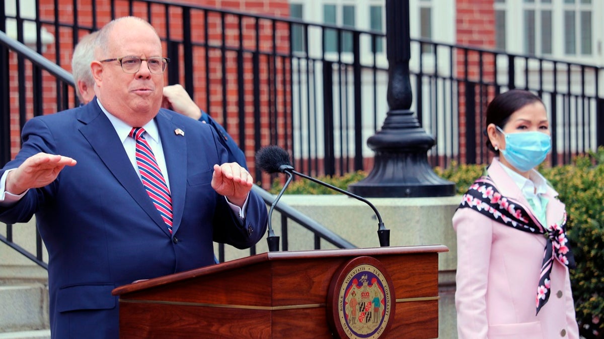 Maryland Gov. Larry Hogan, R., sent liberals into a tizzy on Thursday when he referred to the Washington Football Team by its original name, the Redskins. (AP Photo/Brian Witte, File)