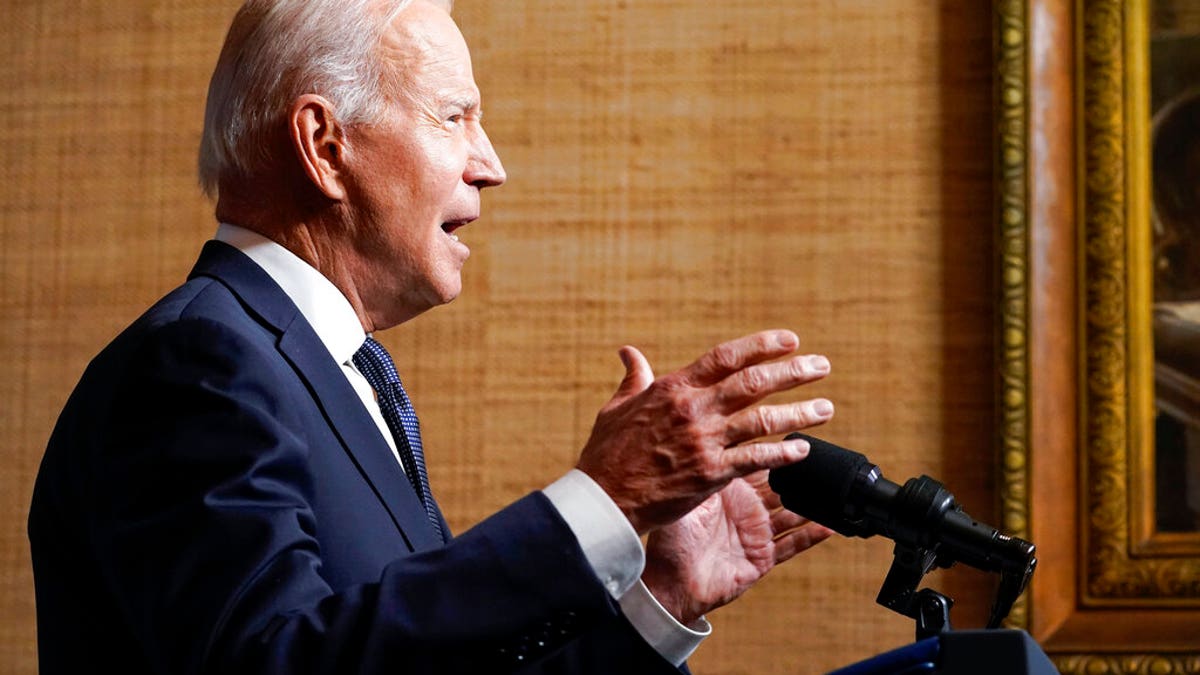 President Biden speaks from the Treaty Room in the White House on Wednesday, April 14, 2021, about the withdrawal of the remainder of U.S. troops from Afghanistan. (AP Photo/Andrew Harnik, Pool)