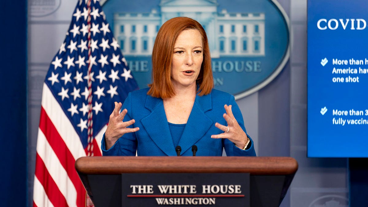 White House press secretary Jen Psaki speaks during a press briefing at the White House in Washington, Monday, April 19, 2021. (AP Photo/Andrew Harnik)