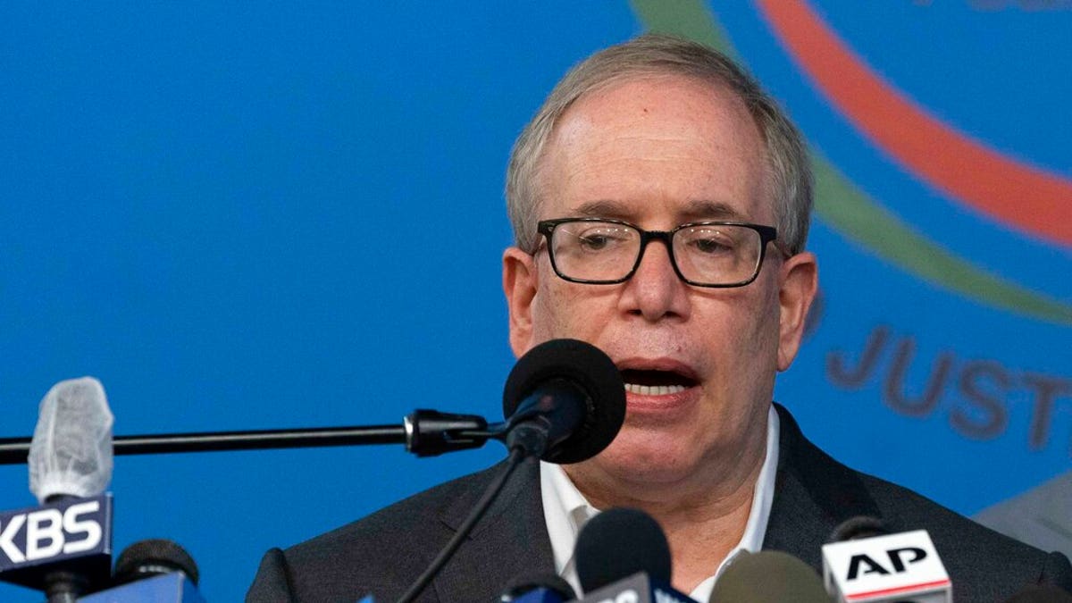 FILE - In this Thursday March 18, 2021, file photo, Scott Stringer, New York City Comptroller and Democratic mayoral candidate, speaks out against anti-Asian hate crimes during a news conference at the National Action Network in New York. A woman who once worked as an unpaid intern for City Comptroller Stringer, accused him Wednesday, April 28, 2021, of groping her without consent. (AP Photo/Mark Lennihan, File)