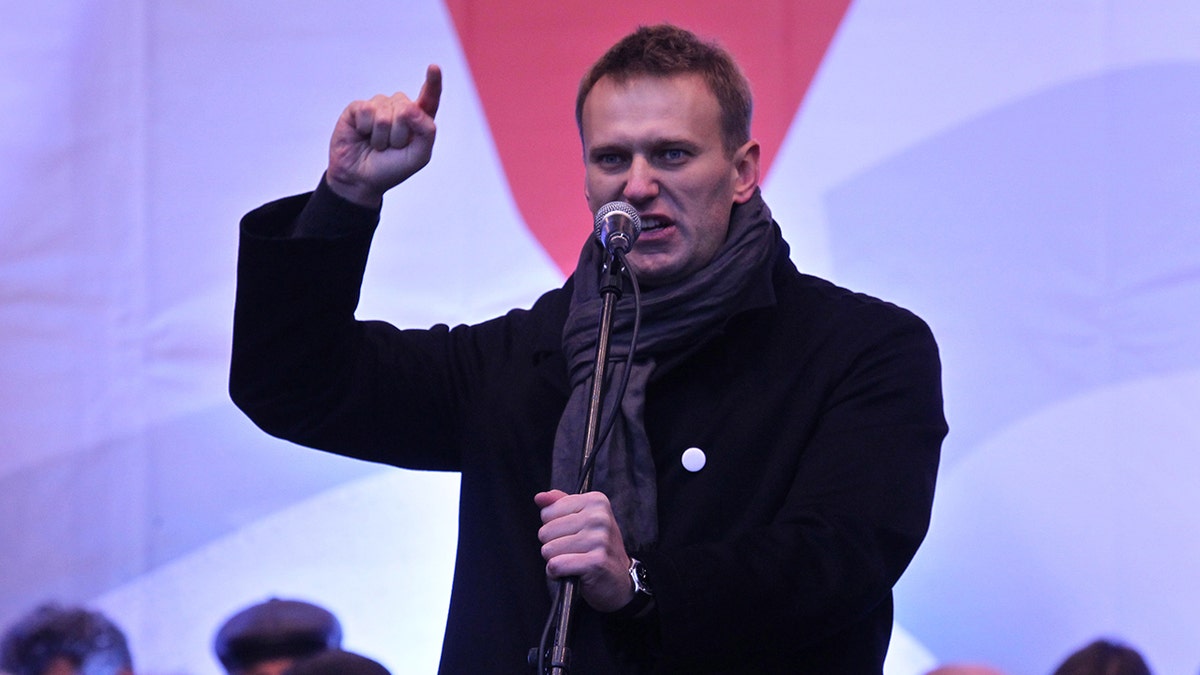 Russian opposition activist and blogger Alexei Navalny speaks during a mass anti-Putin rally on December, 24, 2011 in Moscow.