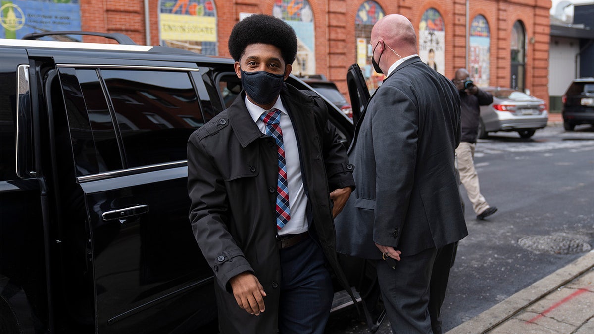 Mayor Brandon Scott exits his vehicle to pick up lunch on December 18 in Baltimore, Maryland. (Photo by Michael Robinson Chavez/The Washington Post via Getty Images)