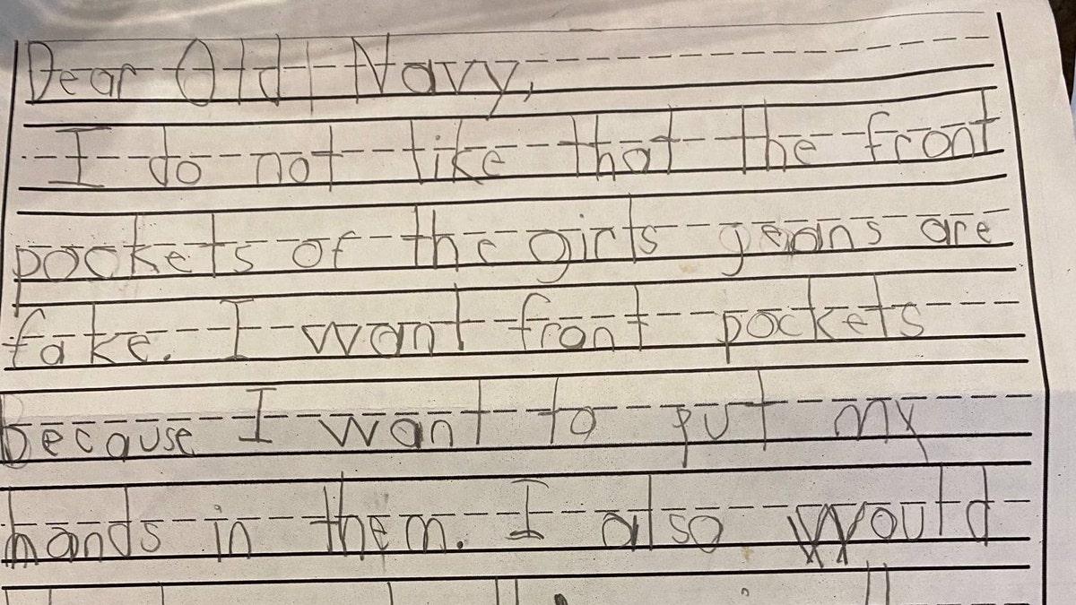 The letter was part of a persuasive writing assignment in her first grade class at Evening Star Elementary School.