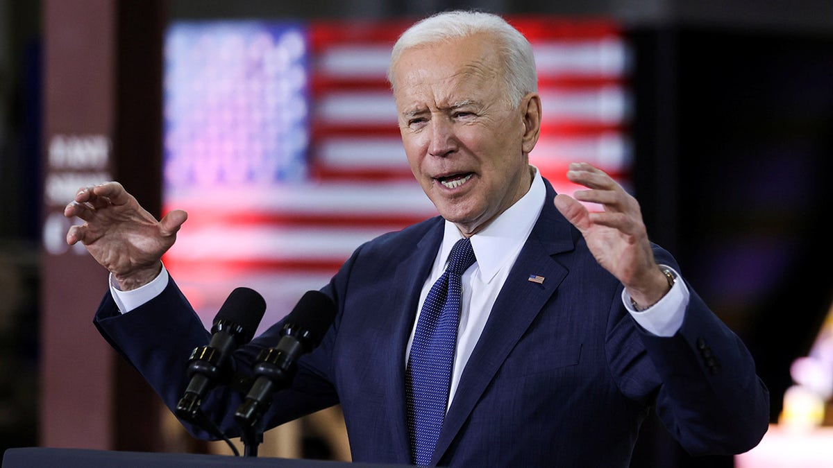 President Biden speaks about his $2 trillion infrastructure plan during an event to tout the plan at Carpenters Pittsburgh Training Center in Pittsburgh, Pennsylvania, March 31, 2021.