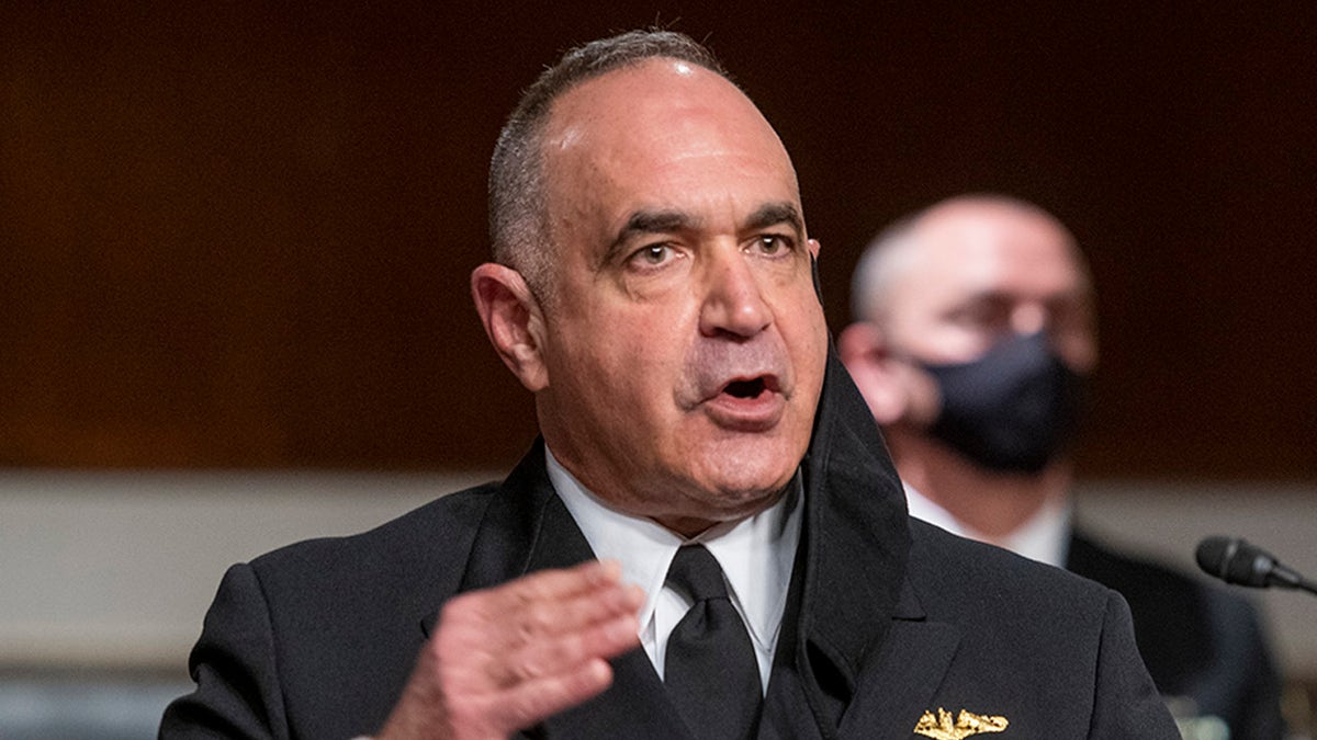 Admiral Charles Richard, Commander, United States Strategic Command, appears before a Senate Committee on Armed Services hearing.