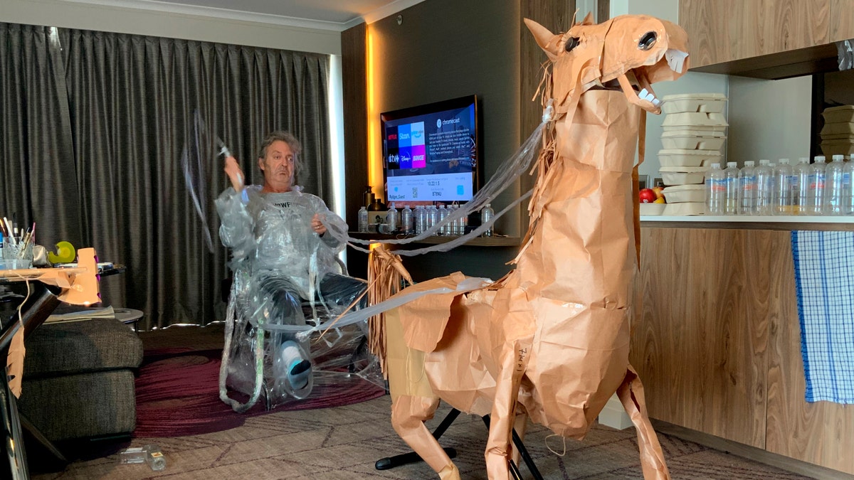 Marriott even went on to make a nemesis for his cowboy, the Clingfilm Kid. (David Marriott via AP)