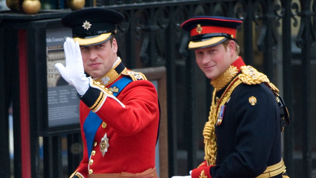 Prince William and Prince Harry arrive to attend the Royal Wedding of Prince William to Catherine Middleton at Westminster Abbey on April 29, 2011, in London, England. The marriage of the second in line to the British throne is to be led by the Archbishop of Canterbury and will be attended by 1900 guests, including foreign Royal family members and heads of state. Thousands of well-wishers from around the world have also flocked to London to witness the spectacle and pageantry of the royal wedding. 