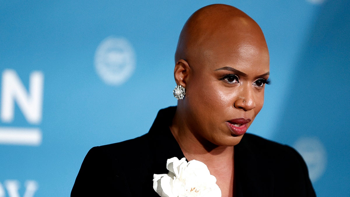 BOSTON, MASSACHUSETTS - MARCH 24: U.S. Representative Ayanna Pressley (D-MA) speaks before the swearing in of Kim Janey as the Mayor of Boston at City Hall on March 24, 2021 in Boston, Massachusetts. Janey is the first woman, and first Black mayor of the city. (Photo by Maddie Meyer/Getty Images)