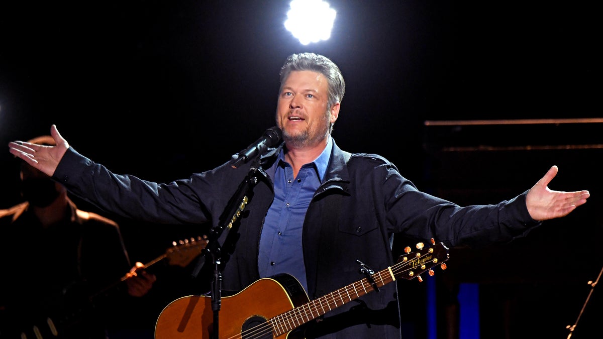 Blake Shelton performed his first-ever No. 1 hit 'Austin' 20 years later. (Photo by Kevin Mazur/Getty Images for ACM)