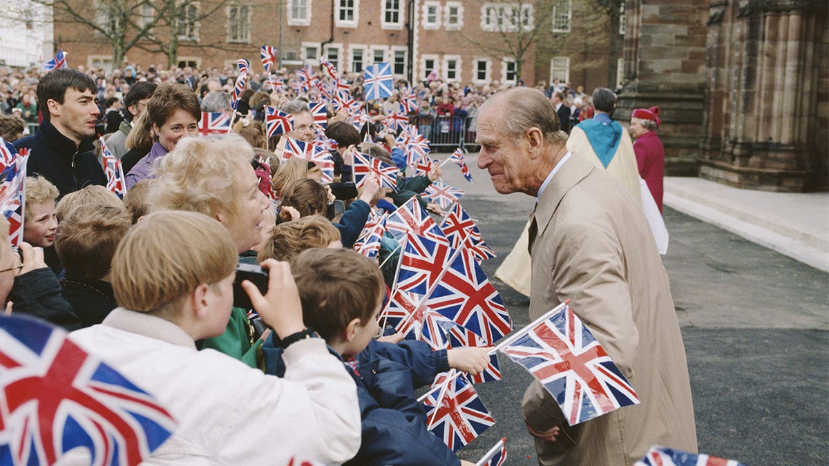 Prince Philip, Duke of Edinburgh during a visit to Hereford, UK, May 1996. He died on April 9 at the age of 99.