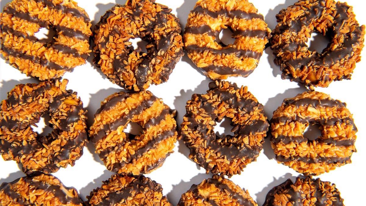 Samoas and Carmel de-lites Girl Scouts cookies.
