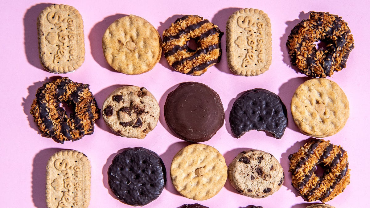 Girl Scout cookies arranged on the table