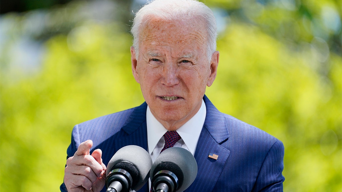 President Joe Biden speaks about COVID-19, on the North Lawn of the White House, Tuesday, April 27. (AP Photo/Evan Vucci)