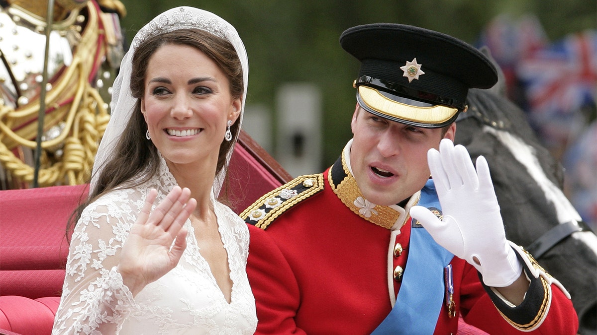 Kate Middleton and Prince William are pictured on their wedding day, April 29, 2011, in London. 