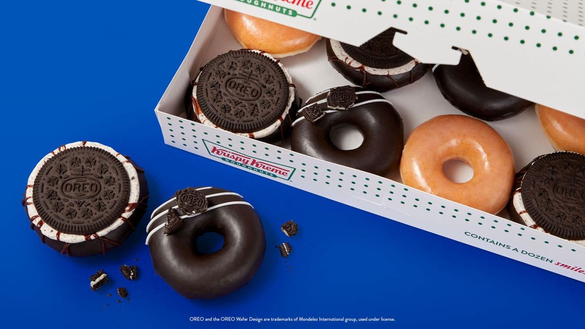 Krispy Kreme customers can get their hands on an Oreo Cookie Glazed Doughnut and Oreo Cookie Over-the-Top Doughnut. (Krispy Kreme Doughnuts)