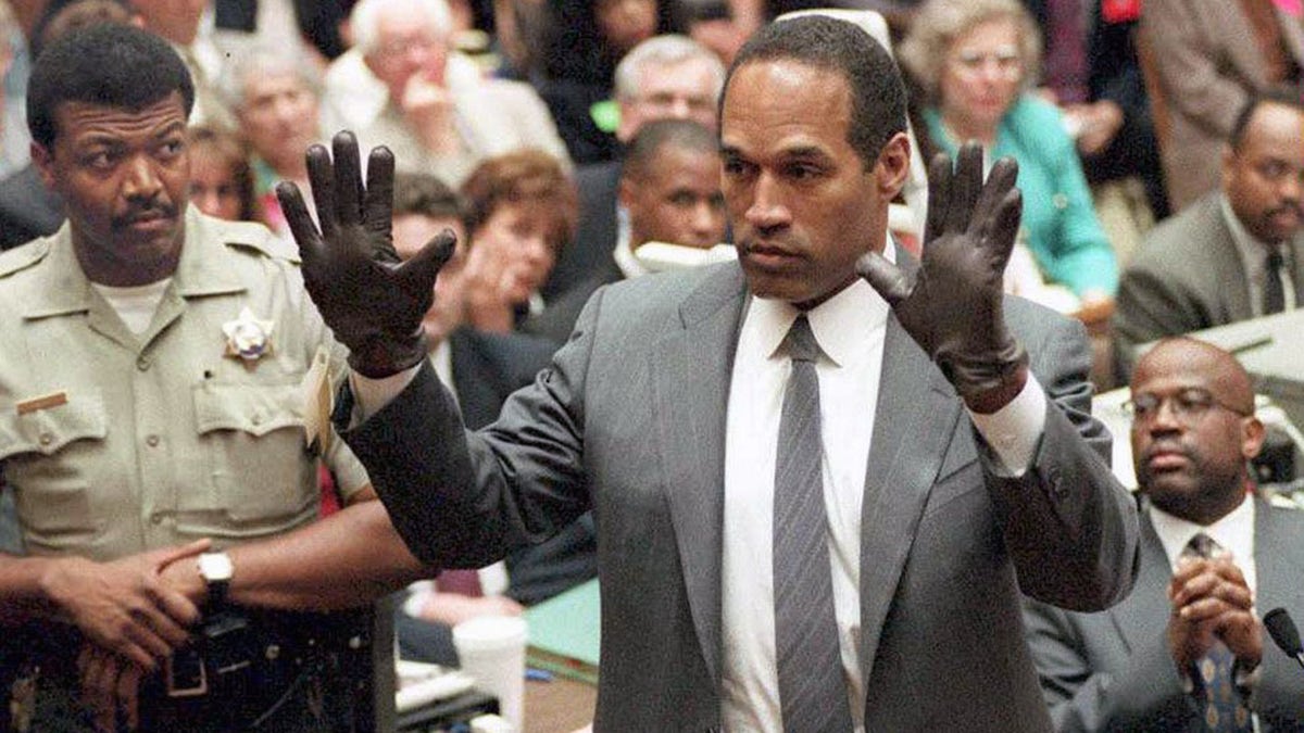 O.J. in gloves during the 1995 case