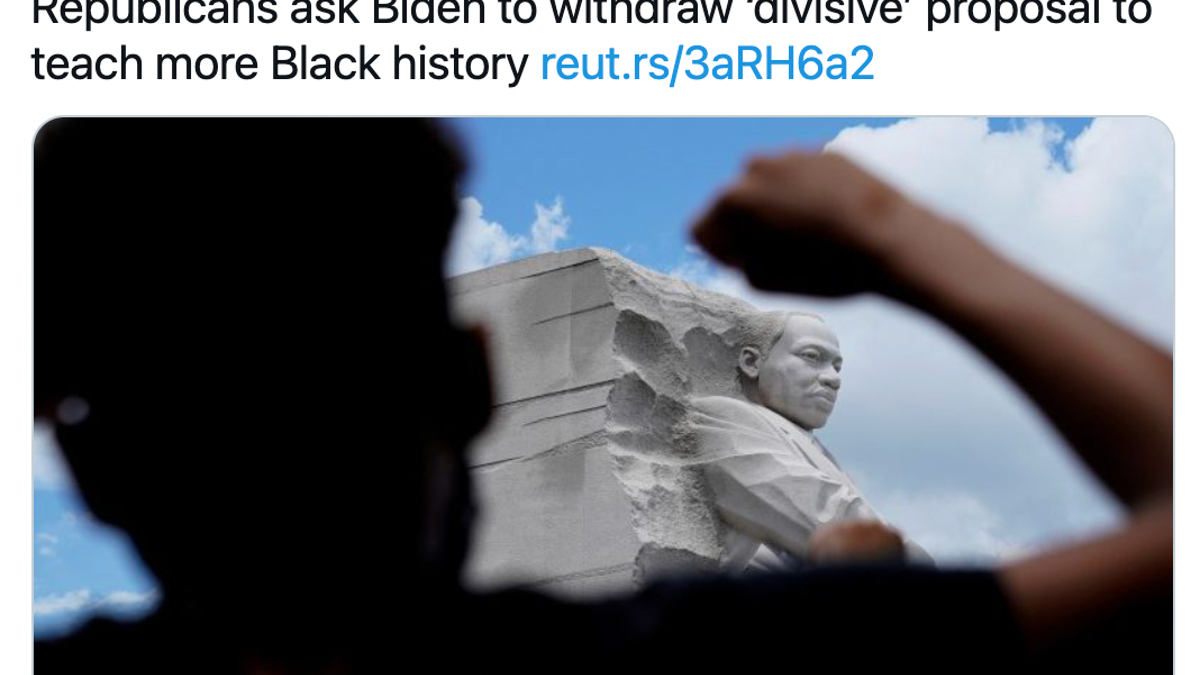 Reuters headline suggests GOP opposes teaching 'Black history' in