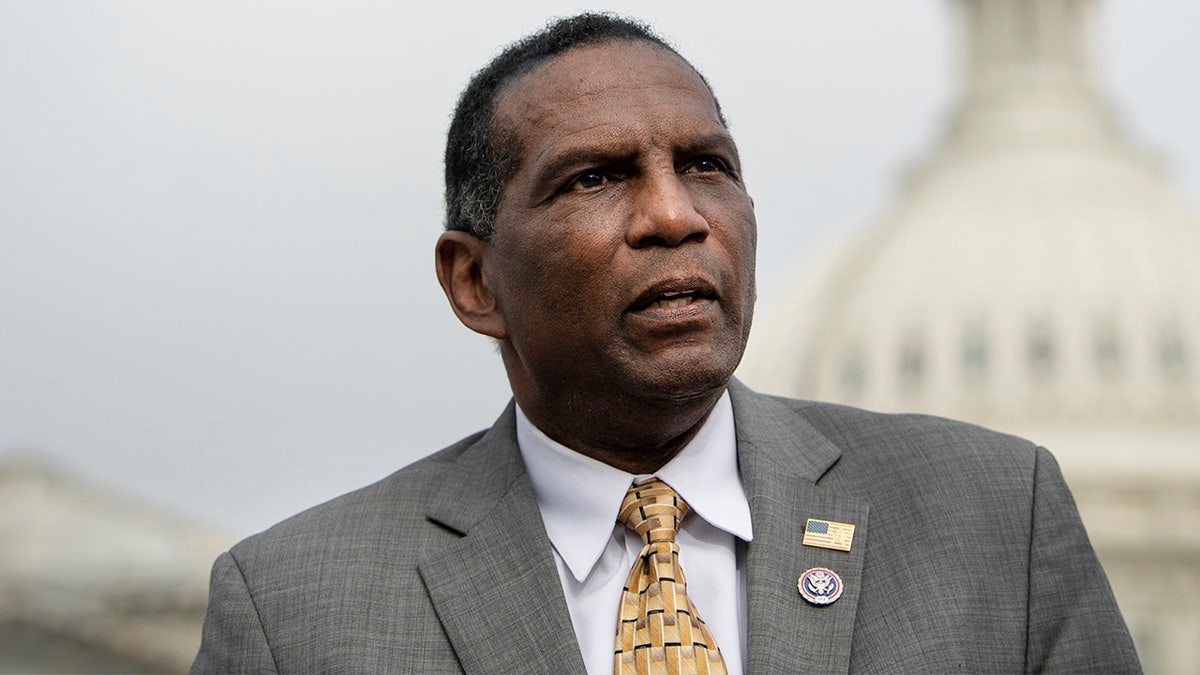 Utah Republican Burgess Owens speaks during press conference