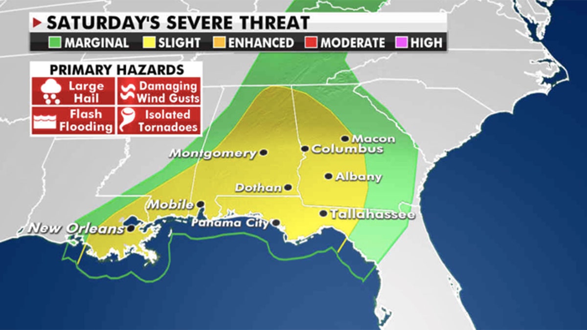 Severe threats through Saturday (Credit: Fox News)