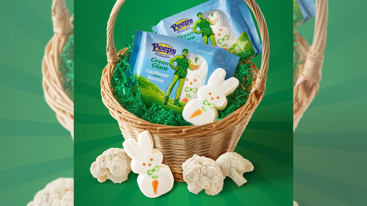Green Giant and Peeps jokingly partnered to introduce the "limited-edition" cauliflower Peeps. (Peeps/Green Giant)