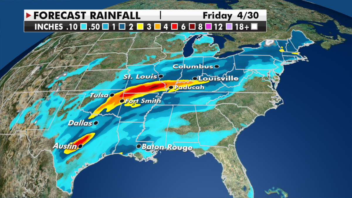 Expected rainfall totals through Friday. (Fox News)