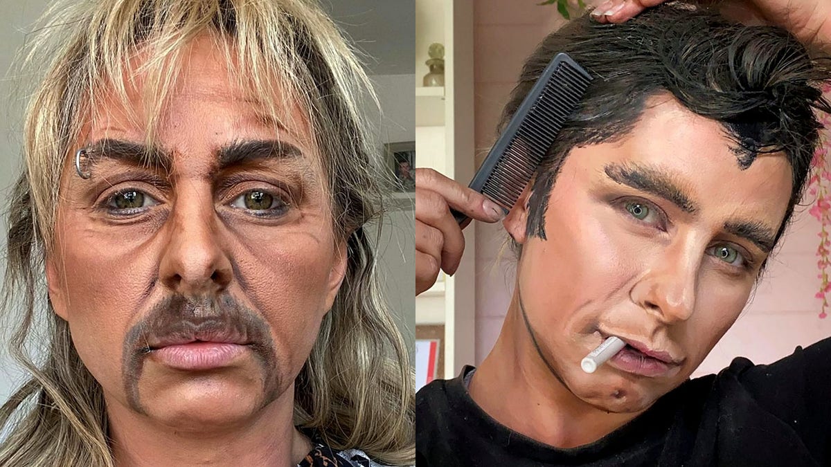 Lacao, seen here as Joe Exotic (from "Tiger King") and John Travolta (by way of Danny Zuko from "Grease"), claims she fooled her own boyfriend with the former look.