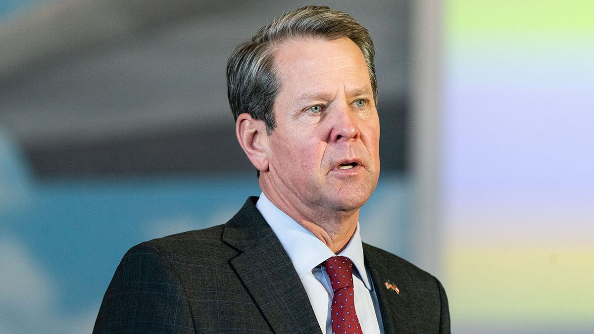 Brian Kemp, governor of Georgia, speaks during a news conference at a mass COVID-19 vaccination site at the Delta Flight Museum in Hapeville, Ga., on Wednesday, Feb. 25, 2021. (Elijah Nouvelage/Bloomberg via Getty Images)