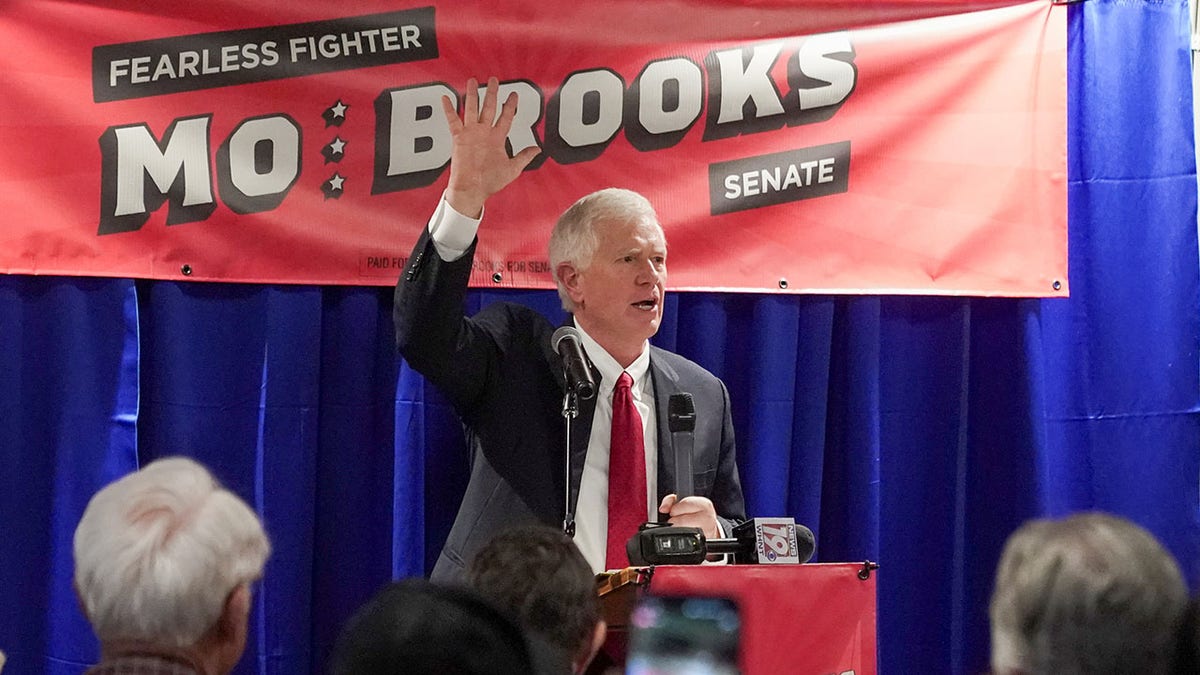 Rep. Mo Brooks, R-Ala., speaks in Huntsville, Alabama, U.S. March 22, 2021.