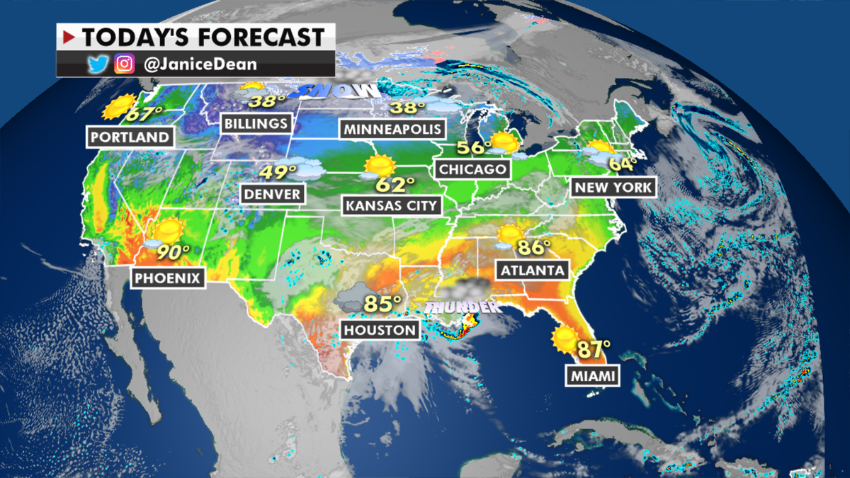 The national forecast for Tuesday, April 13. (Fox News)