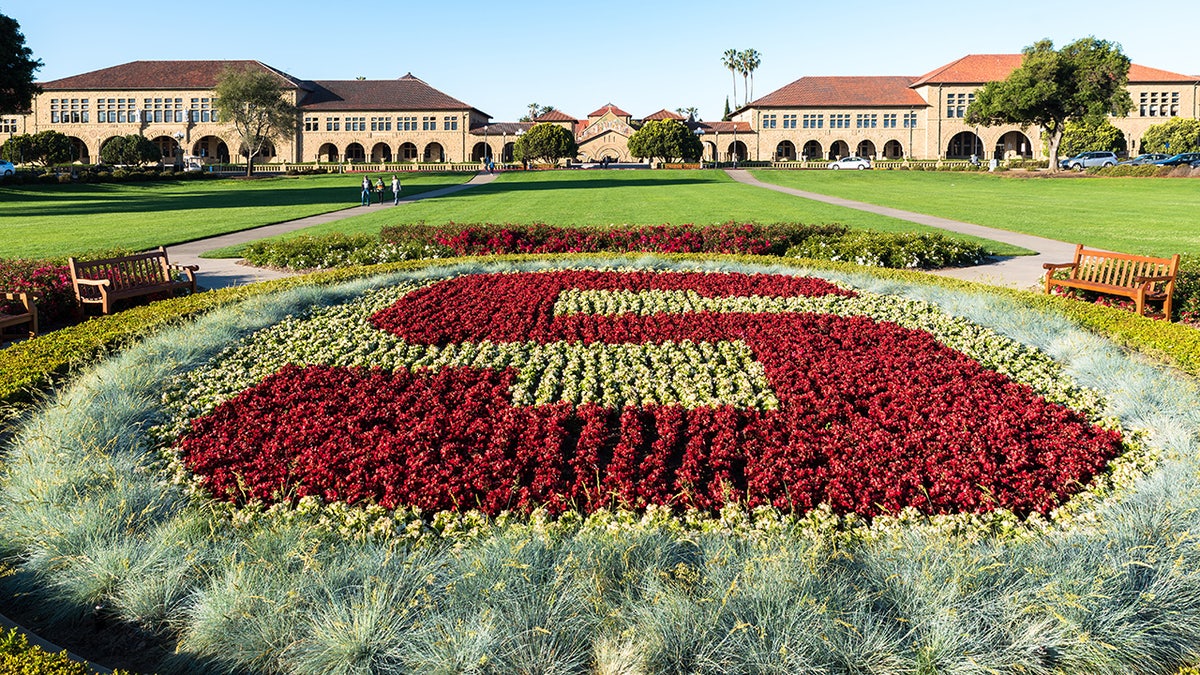 Stanford logo in garden