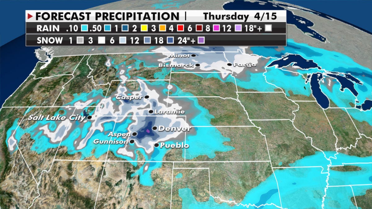 At least a foot of snow is expected to drop in the Rockies.