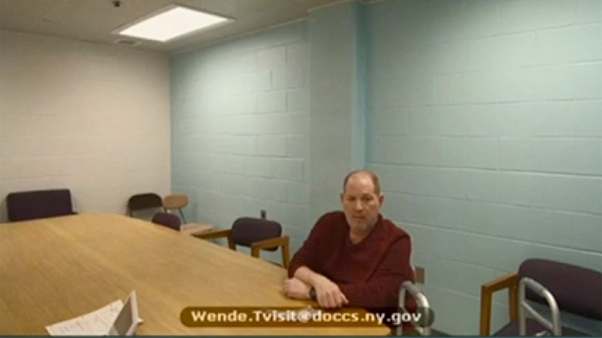 In this image taken from video, Harvey Weinstein appears from prison during his virtual extradition hearing in Erie County Court before Judge Kenneth Case, Monday, April 12, 2021, in Buffalo, N.Y.