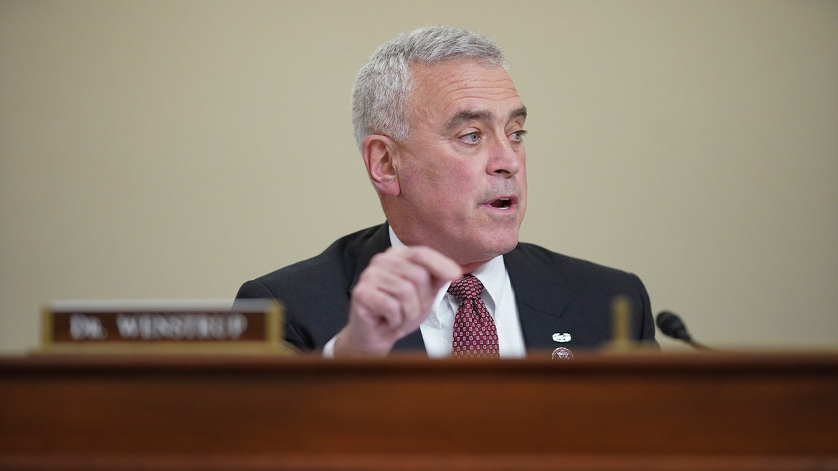 Rep. Brad Wenstrup, R-Ohio, speaks during a House Intelligence Committee hearing on Capitol Hill in Washington, Thursday, April 15, 2021. (Al Drago/Pool via AP)