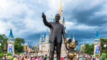 ORLANDO, FLORIDA, UNITED STATES - 2019/07/17: Walt Disney and Mickey Mouse statue inside of the Magic Kingdom theme park . The Cinderella castle can be seen in the background. (Photo by Roberto Machado Noa/LightRocket via Getty Images)