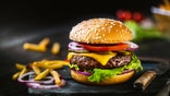 Delicious homemade hamburger and french fries