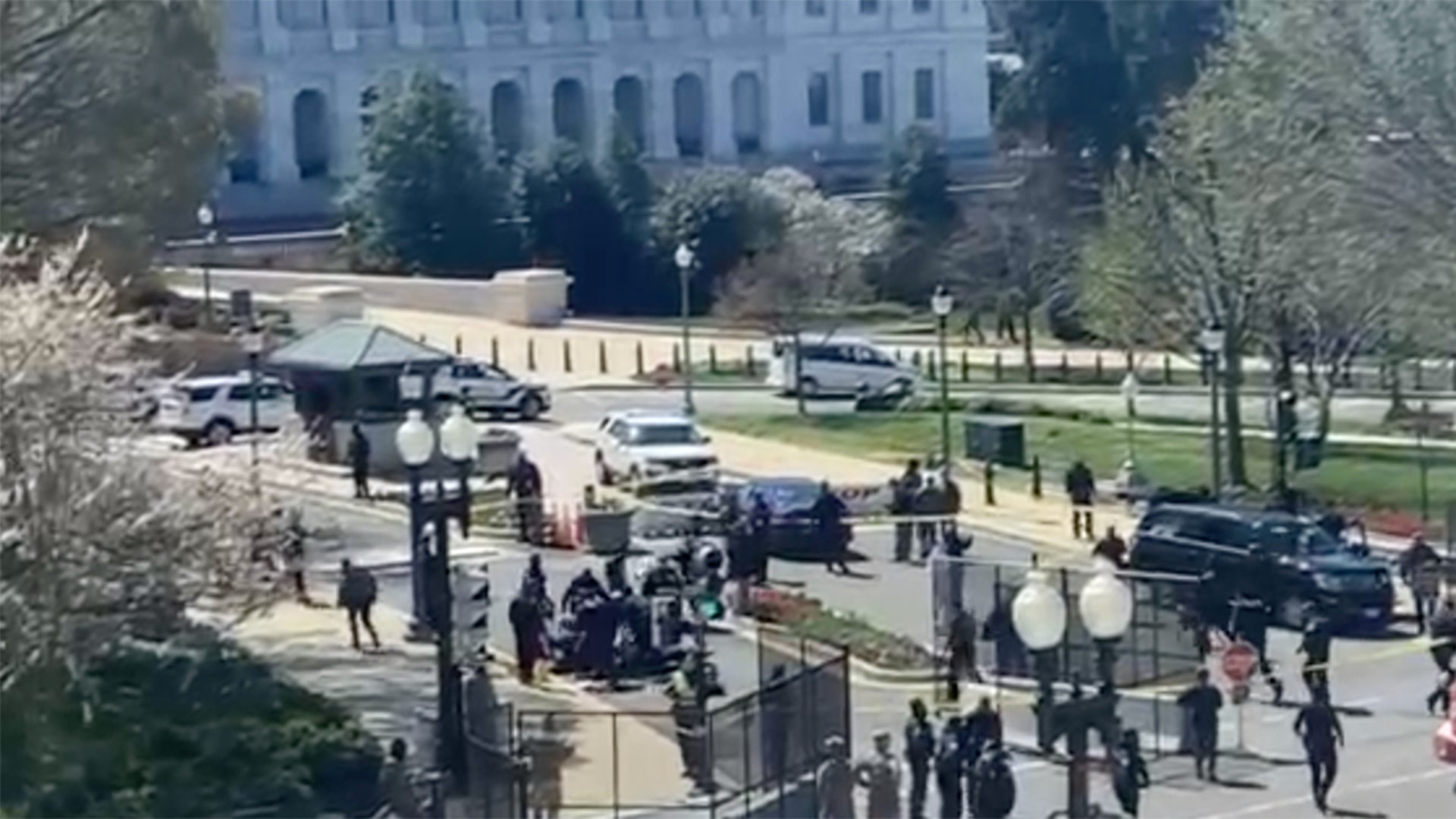 A car smashed into the barrier outside the Senate side of the Capitol.