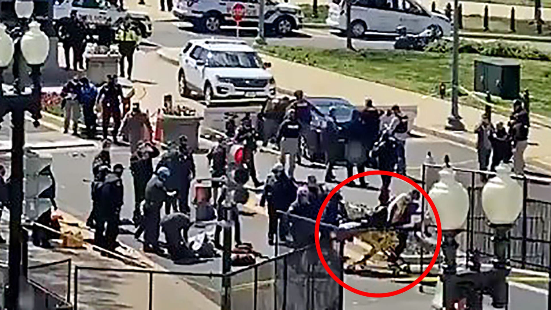 A car smashed into the barrier outside the Senate side of the Capitol.