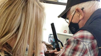 Elderly man goes to beauty school to learn to do his wife's makeup