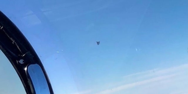 The "ACORN": An FA-18 Pilot and a Weapon Systems Officer took these photos of Unidentifed Aerial Phenomena or UAPs flying over Oceania on March 4th. 2019. Courtesy: George Knapp/Mysterywire.com.