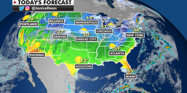 The national forecast for Wednesday, April 21. (Fox News)